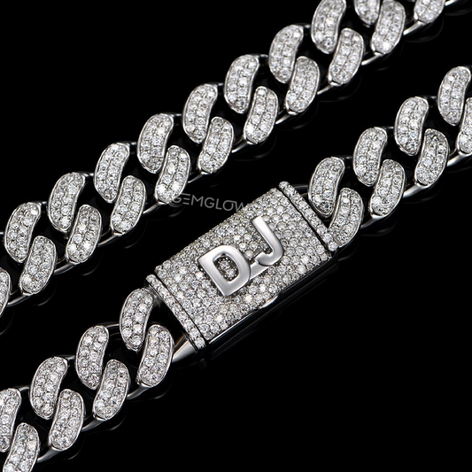 Moissanite Round Diamond Cuban Link Chain