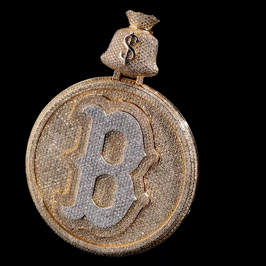 Initial B Pendant in 925 Silver Iced with Bling