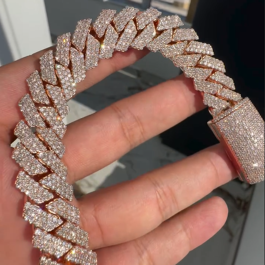 16mm Moissanite Cuban Bracelet with Safety Clasp