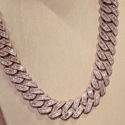 16mm Baguette Cuban Chain in 925 Silver