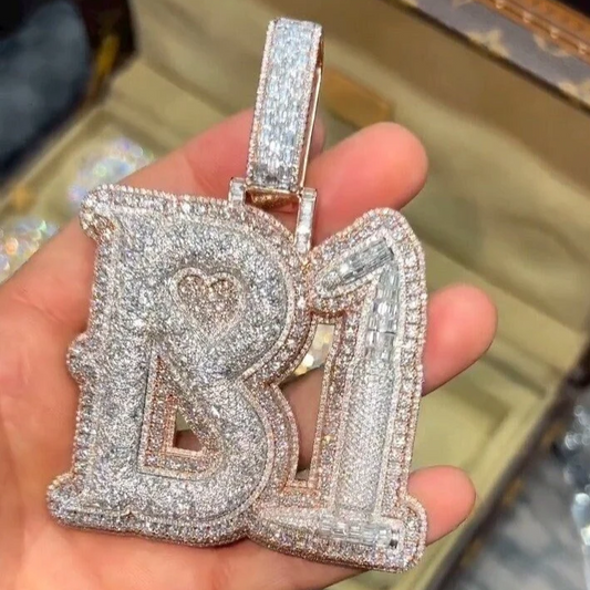 Fully Iced Out Moissanite Letter Pendant