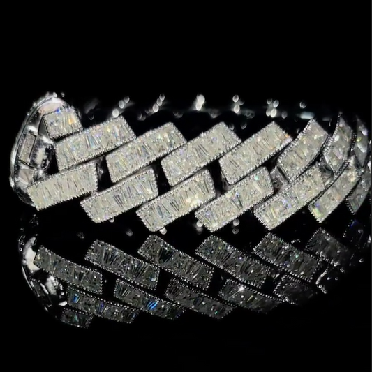 22mm Cuban Bracelet with Baguette Shine