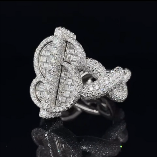 Iced Out Dollar Sign Hip Hop Ring