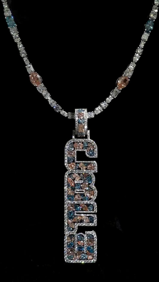 Fully iced Out letter pendant with sparkling initials