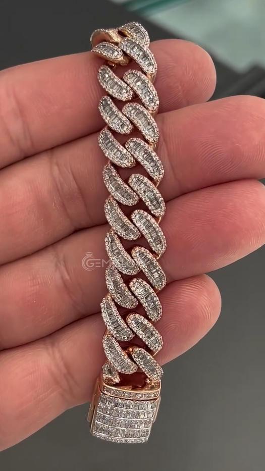 Baguette Diamond Miami Cuban Chain Bracelet