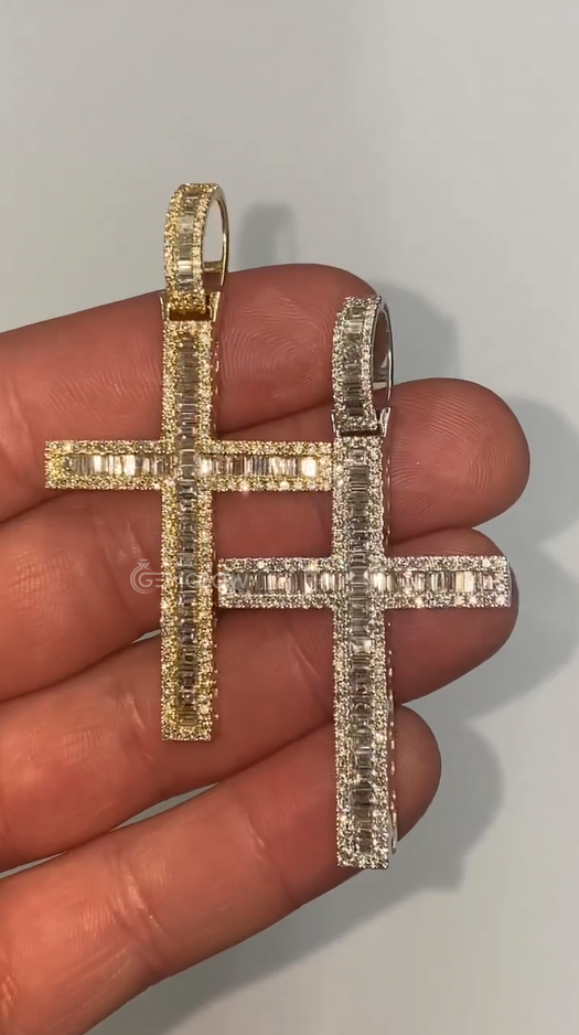 Iced Out Cross Moissanite Pendant