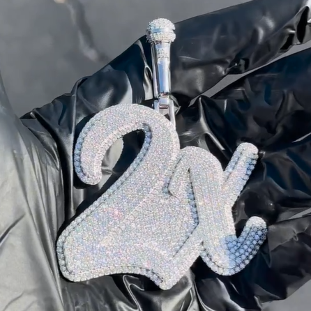 Custom Pendant with Colorless Round Stones