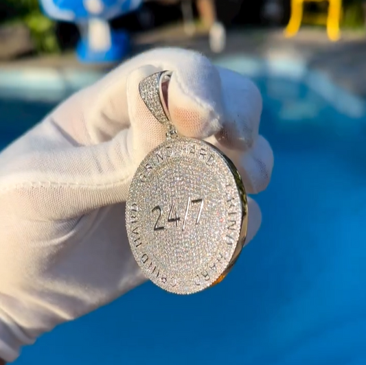 Custom 24/7 Round Pendant in 925 Silver