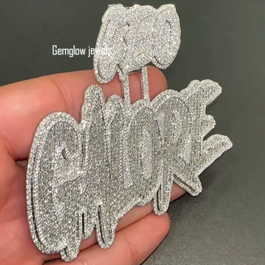 Big Name Pendant in 925 Silver with Diamonds