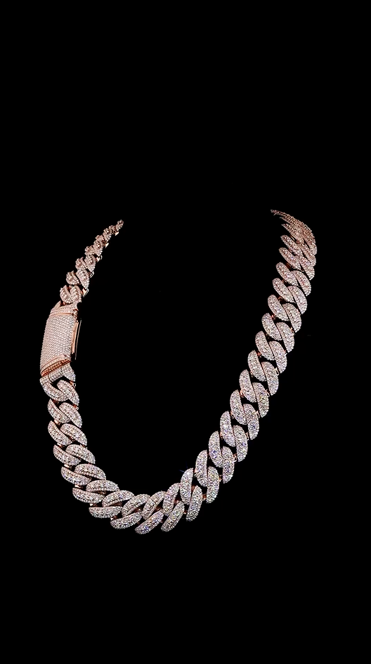 Side profile of 22mm Cuban chain, bold iced links for hip hop fashion lovers