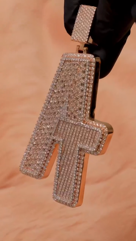 Silver Hip Hop Letter Pendant with Diamonds