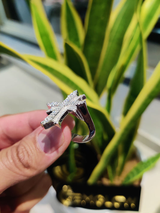 Iced Out Cross Diamond Ring