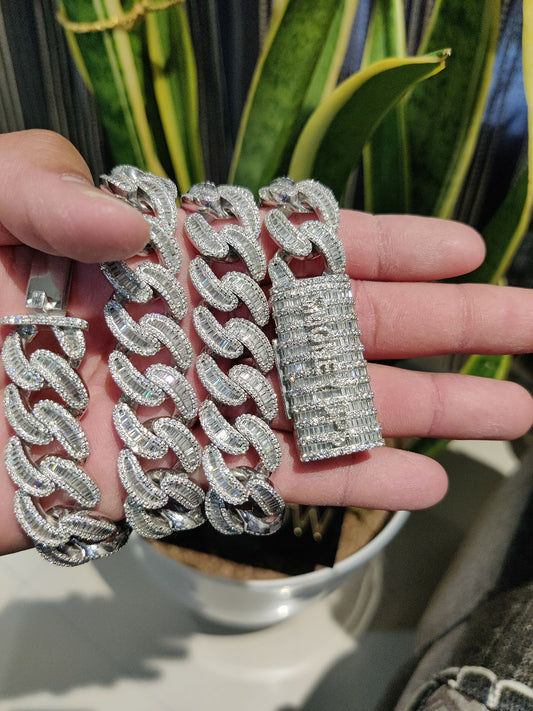 18mm Miami Cuban Link Baguette Chain