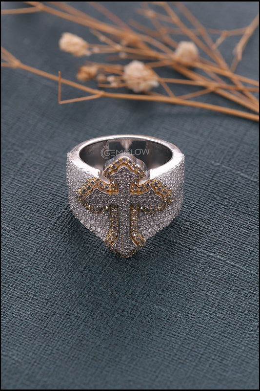 Bold Iced Out Jesus Cross Ring