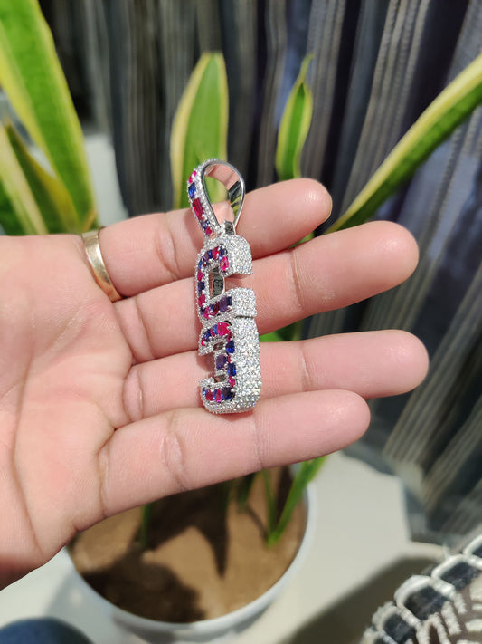 Iced out Custom Initial Moissanite Pendant