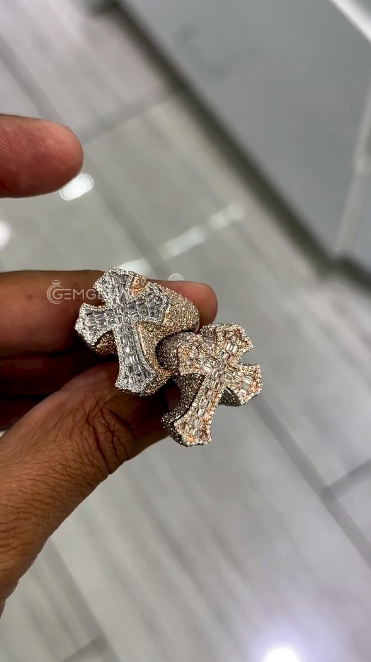 Iced Out Cross Ring for Men