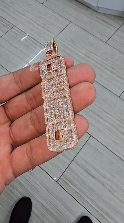 Custom Fully Iced Letter Pendant
