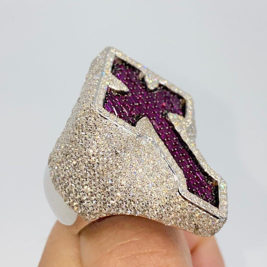 Iced Out Hip Hop Cross Ring