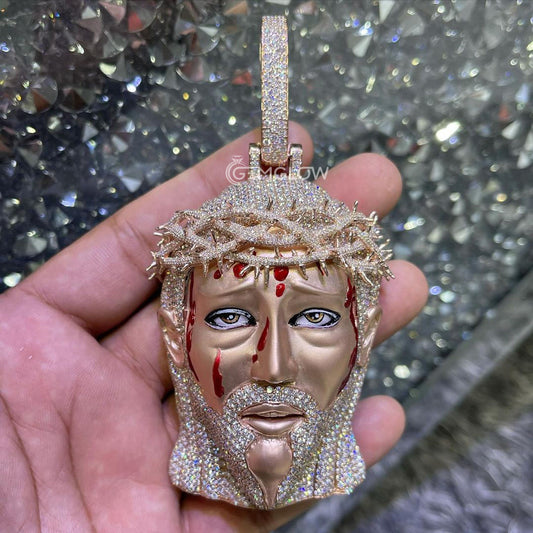 Iced Out Jesus Face Moissanite Diamond Pendant