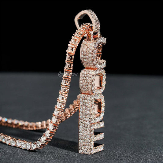 Custom Iced Out Round Name Pendant