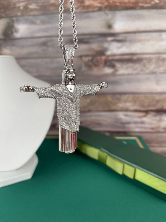 Full Jesus Pendant with Round Diamonds
