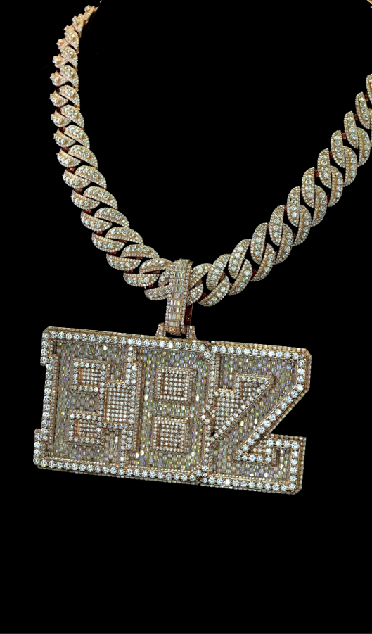 Bling Bling: Iced Statement Pendant with Block Initial Design