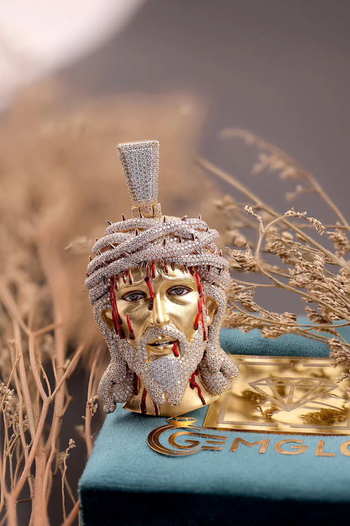 Full Iced Out Hip Hop Style: Custom 3D Jesus Face Pendant