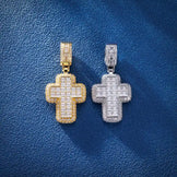Moissanite Cross Pendant with Round Stones