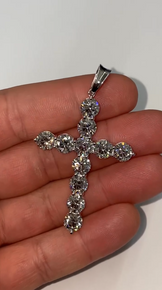 Real VVS Moissanite Round Cross Pendant,