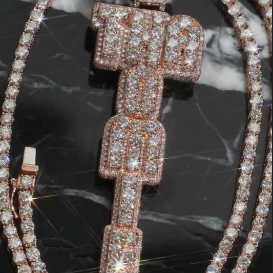 Moissanite Letter Pendant with VVS Round Stones