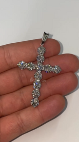 Real VVS Moissanite Round Cross Pendant,