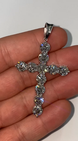 Real VVS Moissanite Round Cross Pendant,