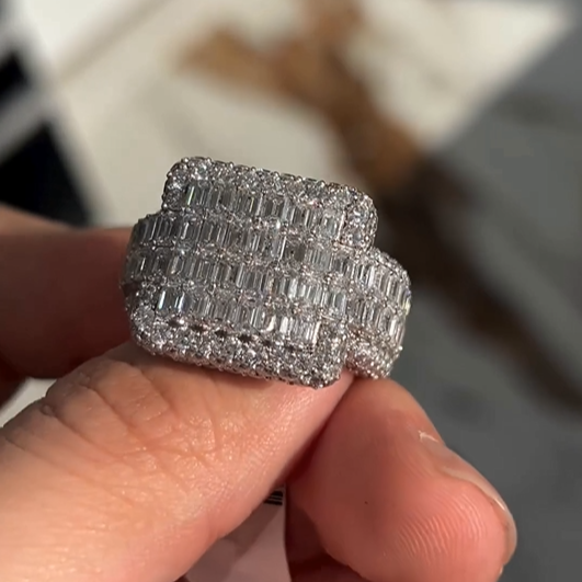 Iced Out Baguette Ring for Hip Hop Men
