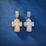Moissanite Cross Pendant with Round Stones