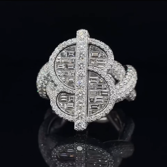 Iced Out Dollar Sign Hip Hop Ring