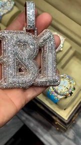 Fully Iced Out Moissanite Letter Pendant