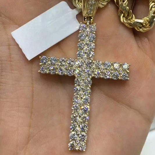 Hip Hop Cross Pendant with Round Diamonds