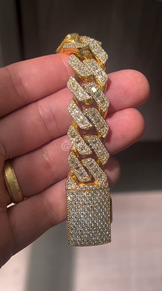 Emerald and Round Diamond Men's Cuban Bracelets