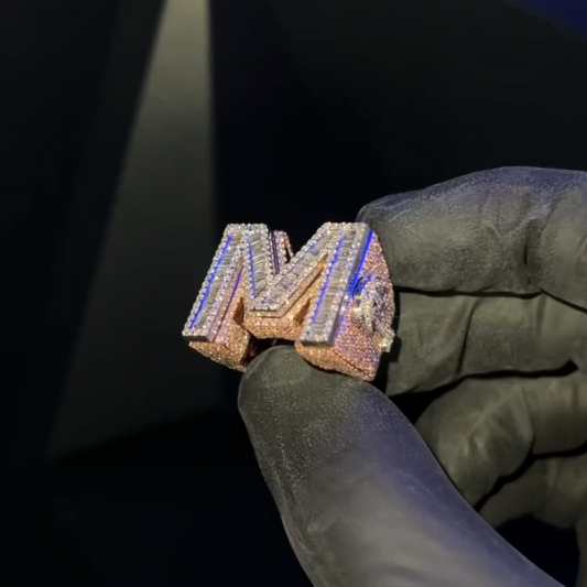 Iced Out 'M' Letter Ring for Rappers