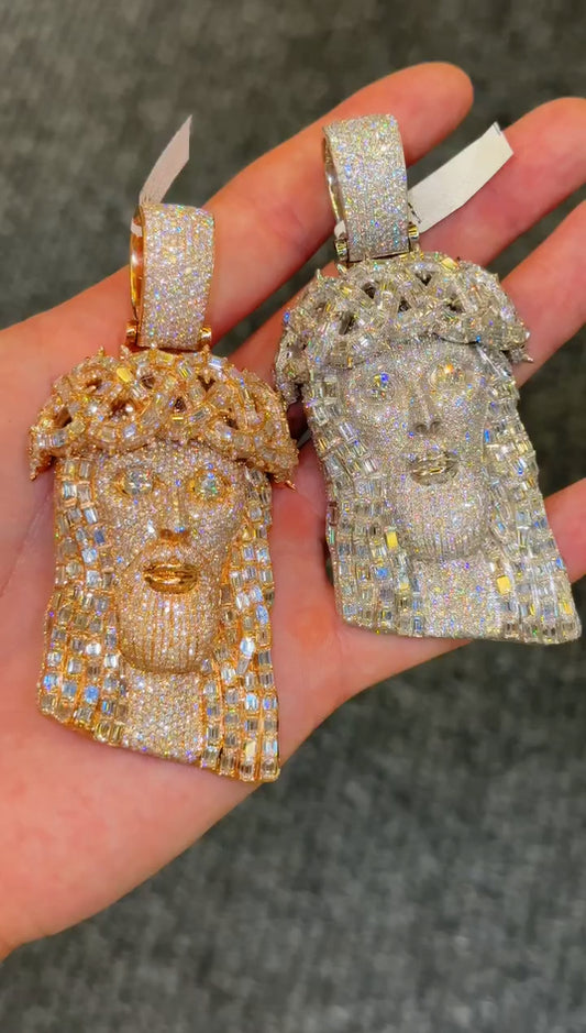 Round/baguette Cut Jesus Pendant