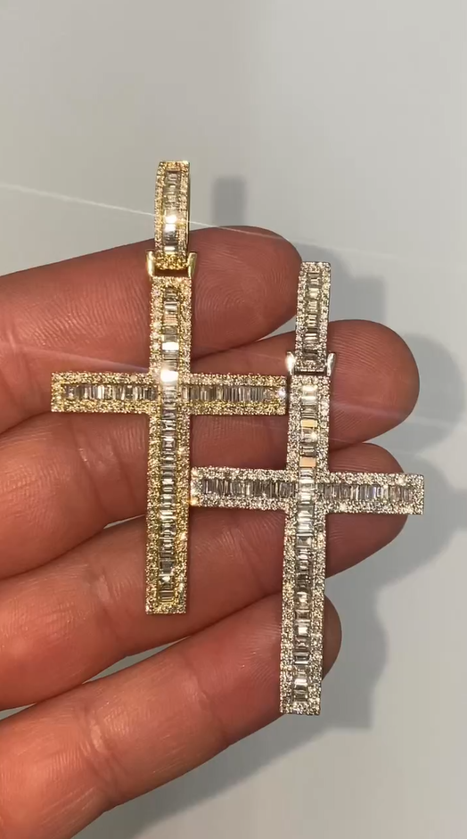 Iced Out Cross Moissanite Pendant