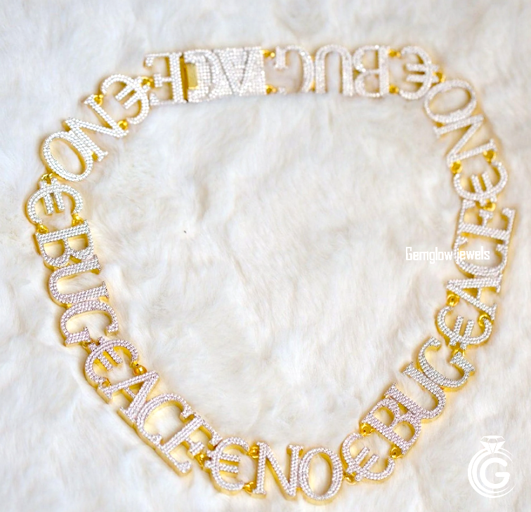 Custom Letter Chain with Round Diamonds – Gemglow Jewels