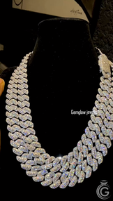 15mm unisex iced Cuban chain shown on bust, bold hip hop chain for everyone