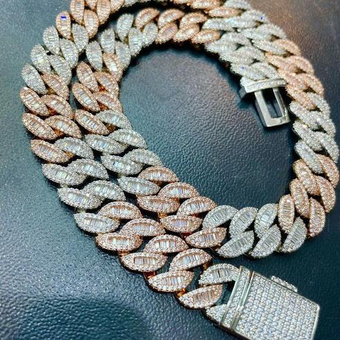 Iced Out Two-Tone Cuban Link Chain 15mm