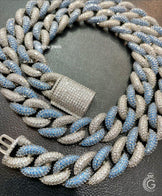 Iced 14mm Cuban Link Chain, Blue Accents