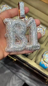 Fully Iced Out Moissanite Letter Pendant
