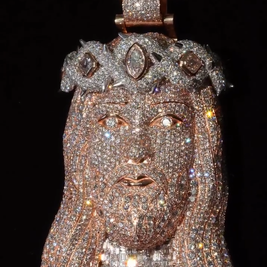 Iced Out Ascher Cut Diamond Jesus Face Pendant