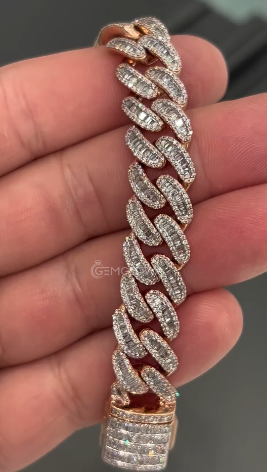 Baguette Diamond Miami Cuban Chain Bracelet