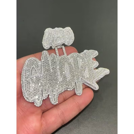 Big Name Pendant in 925 Silver with Diamonds