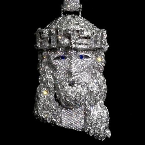 Icy Jesus Pendant with VVS1 Round and Marquise Diamonds